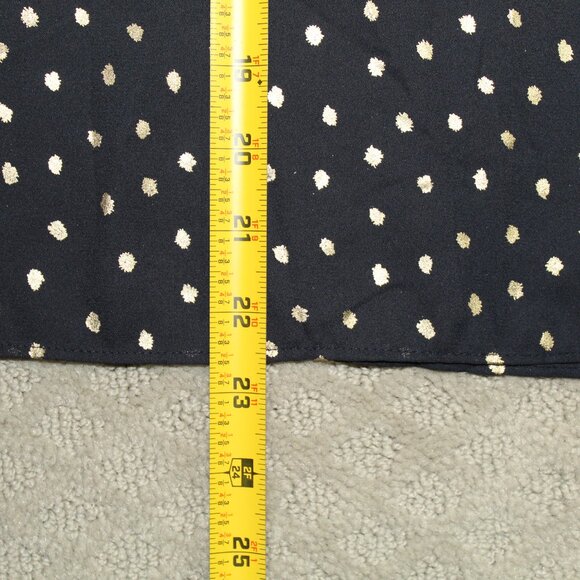 J. Crew Women's Size 6 Black w/ Metallic Gold Dots Ruffle Cap Sleeve V Neck - Picture 4 of 5